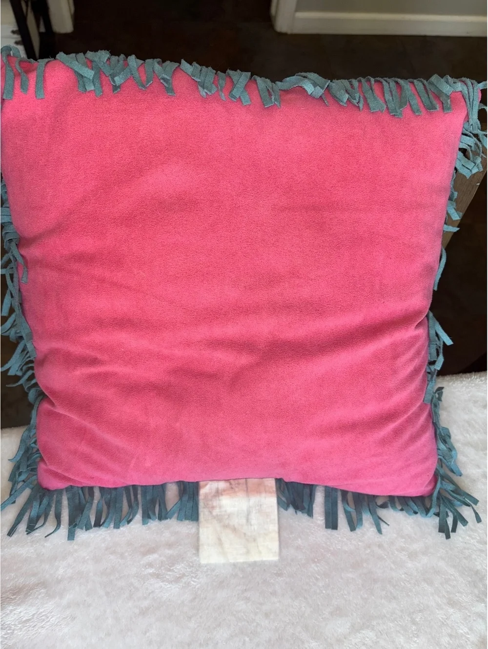 Pink Western Cowboy Shirt Decorative Pillow Horse Fringe Cowgirl Decor 14”
